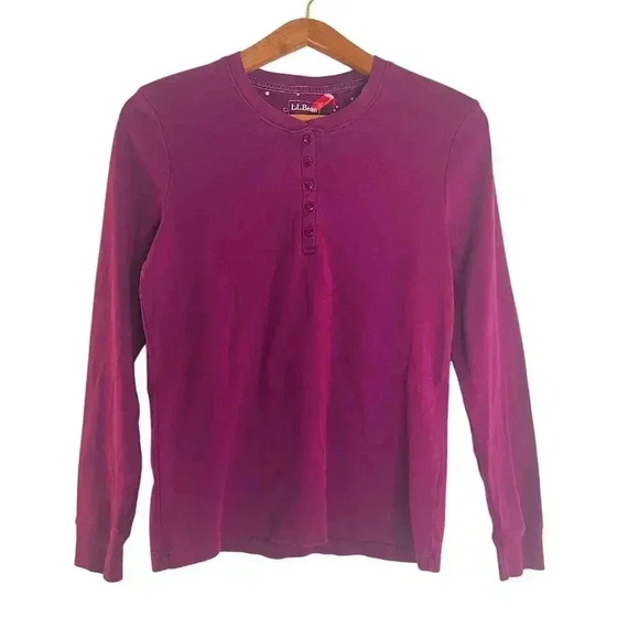NWOT LL Bean Maroon Burgundy Button Up Long Sleeved Shirt Women's Size M - Picture 1 of 5